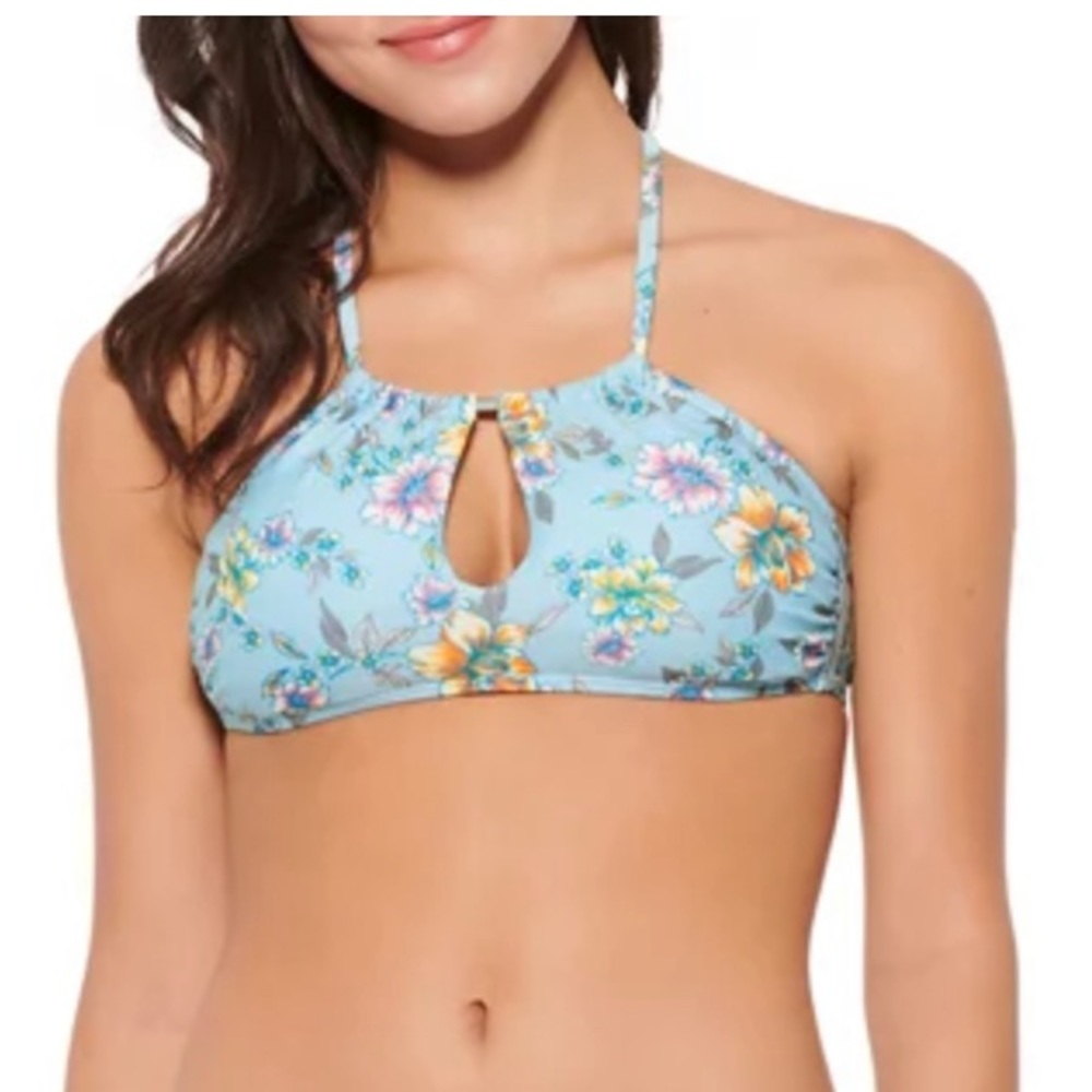 Blue Floral Swim Top
